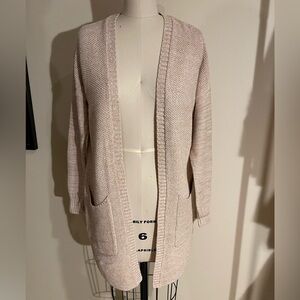 EUC long sleeve pink cardigan with rounded hem